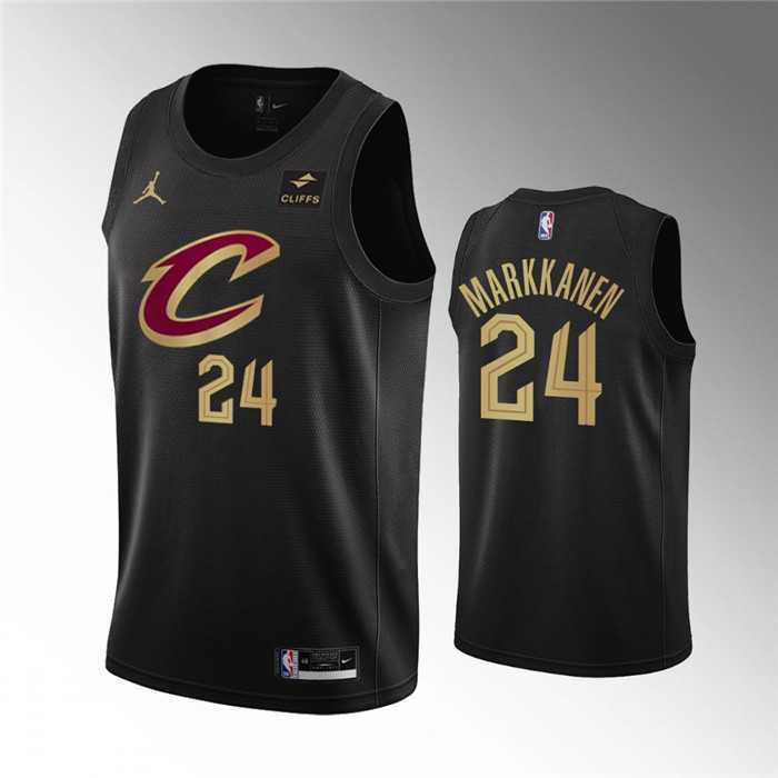 Men%27s Cleveland Cavaliers #24 Lauri Markkanen Black Statement Edition Stitched Basketball Jersey Dzhi->cleveland cavaliers->NBA Jersey